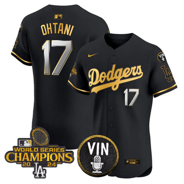 Los Angeles Dodgers #17 Shohei Ohtani Black Gold 2024 World Series Champions With Vin Patch Vapor Limited Stitched Jersey - Zenithce