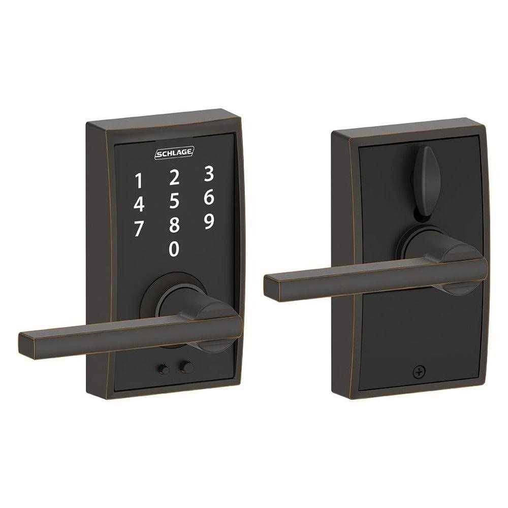 Schlage FE595 PLY/LAT Plymouth Keypad Flex-Lock Entry Leverset with Latitude Lever - Zenithce