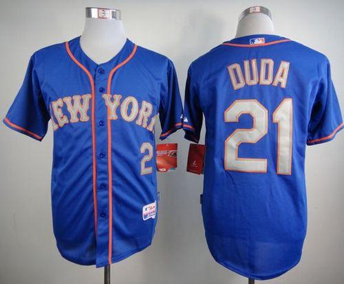 Mets #21 Lucas Duda Blue(Grey NO.) Alternate Road Cool Base Stitched Jersey - Zenithce