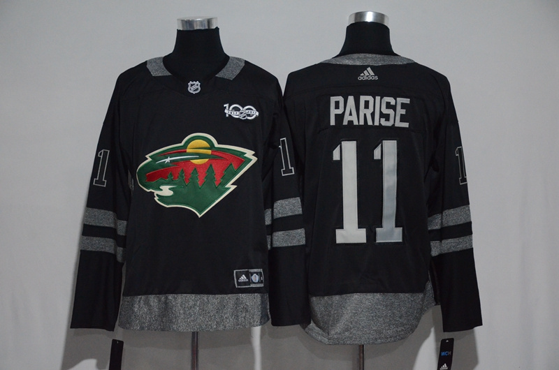 Minnesota Wild #11 Zach Parise Black 1917-2017 100th Anniversary Stitched Jersey - Zenithce