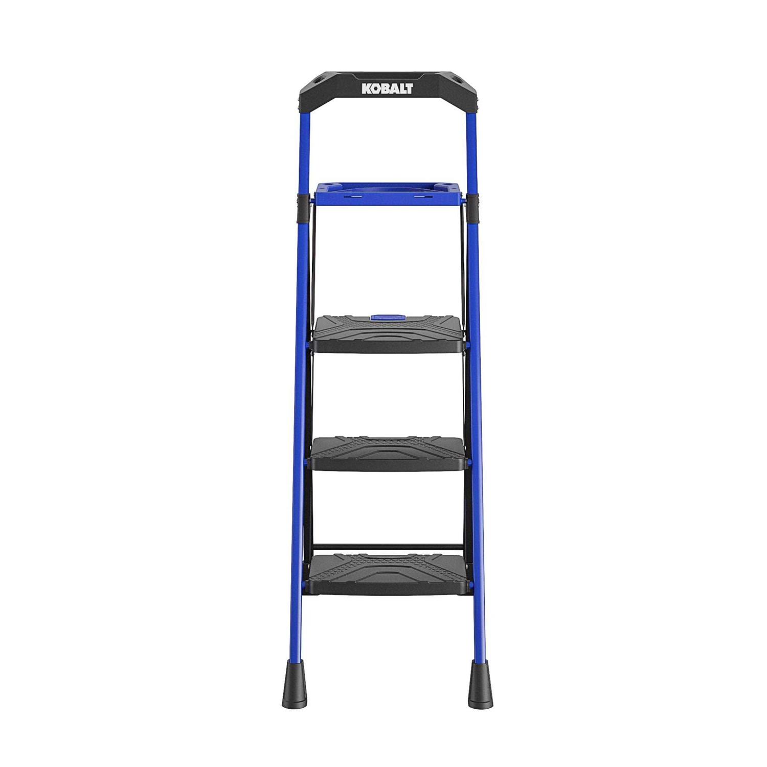 Kobalt 3-Step 300-lb Capacity Black Steel Foldable Step Stool - Zenithce