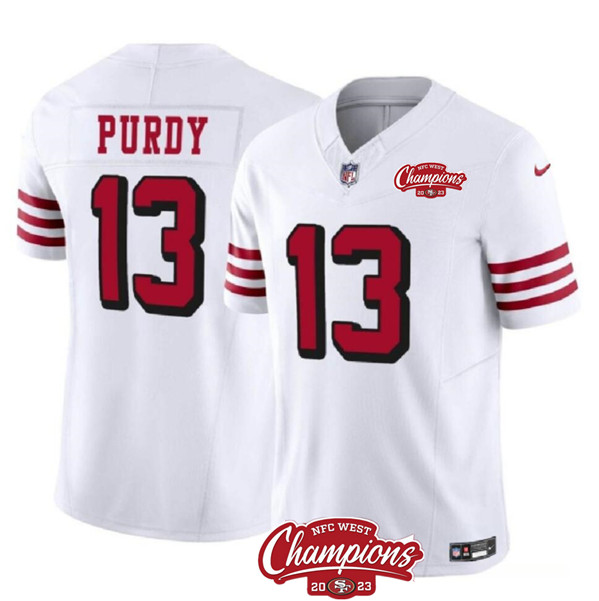 San Francisco 49ers #13 Brock Purdy White 2023 F.U.S.E. NFC West Champions Patch Alternate Stitched Jersey - Zenithce