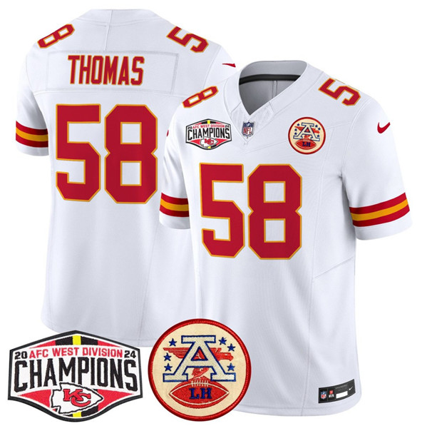 Kansas City Chiefs #58 Derrick Thomas White F.U.S.E. 2024 AFC West Division Champions Vapor Limited Stitched Jersey - Zenithce