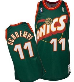 Seattle Supersonics #11 Detlef Schrempf 1995-96 Green Throwback Swingman Jersey - Zenithce