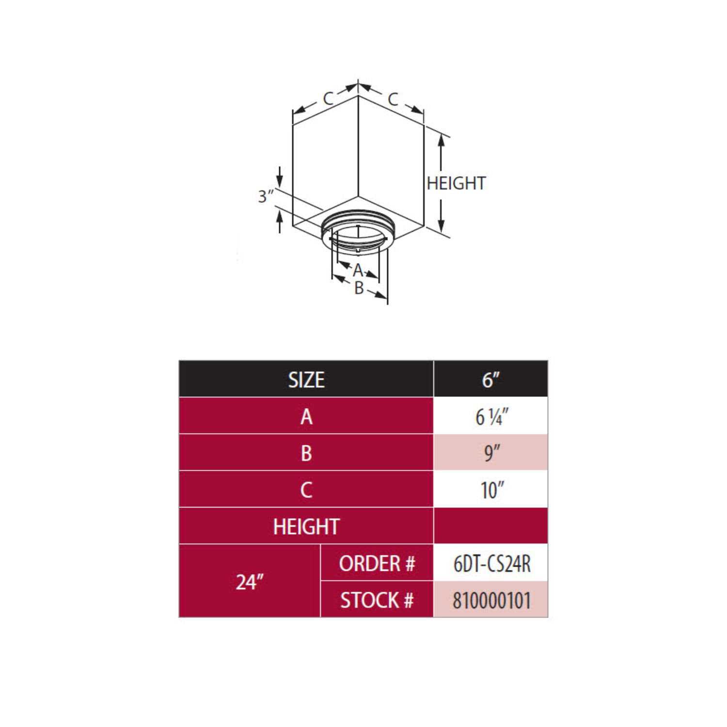 DuraVent 6DT-CS11 DuraTech Square Ceiling Support Box - Zenithce