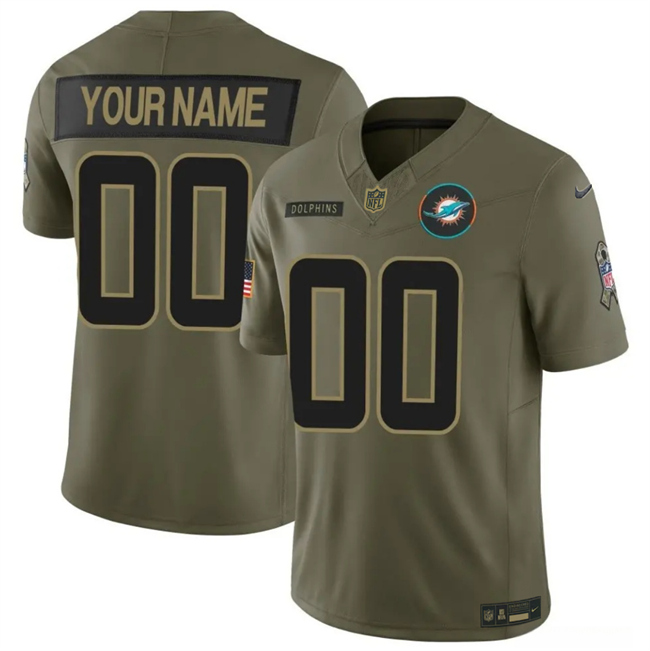 Miami Dolphins Custom Olive 2025 F.U.S.E. Salute to Service Limited Stitched Jersey - Zenithce