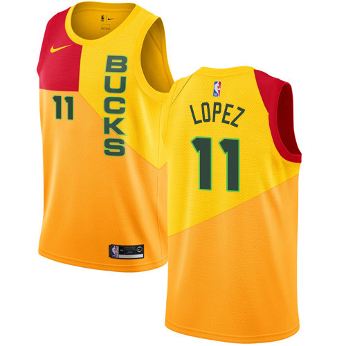 Bucks #11 Brook Lopez Yellow Swingman City Edition Jersey - Zenithce