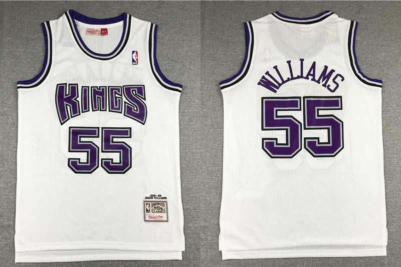 Sacramento Kings #55 Jason Williams 1998-99 White Hardwood Classics Soul Swingman Stitched Throwback Jersey - Zenithce