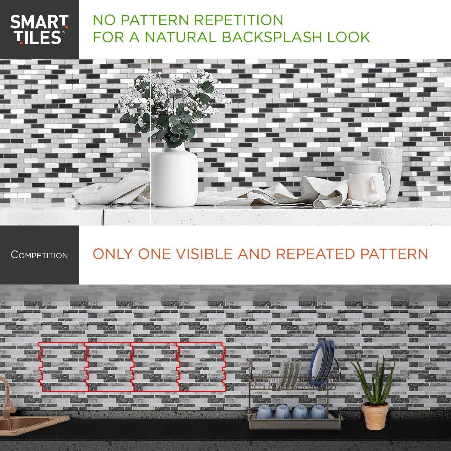 Smart Tiles Peel and Stick Backsplash 10 Sheets of 10.95 x 9.70 - Zenithce
