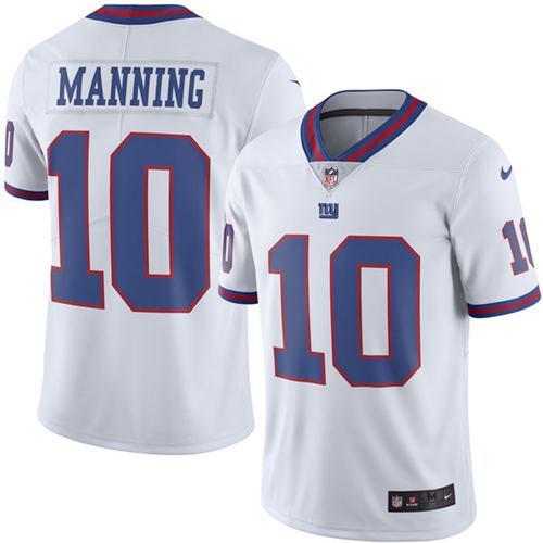 Giants #10 Eli Manning White Stitched Limited Rush Nike Jersey - Zenithce