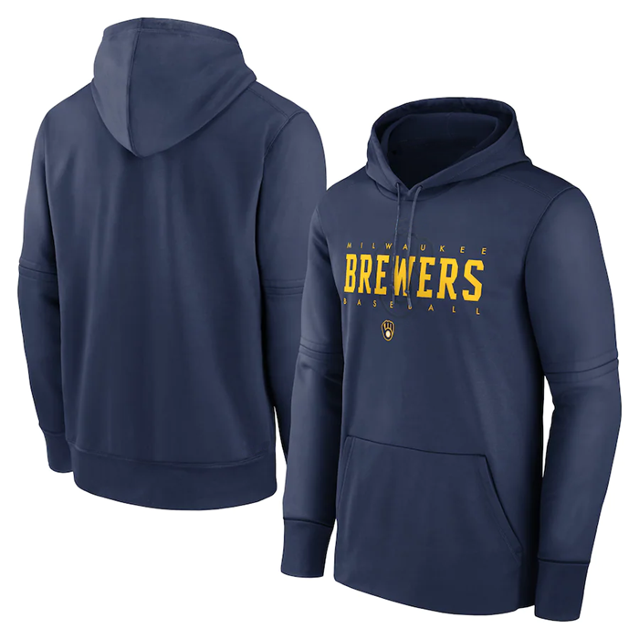 Milwaukee Brewers Navy 2022 Therma Performance Pullover Hoodie - Zenithce