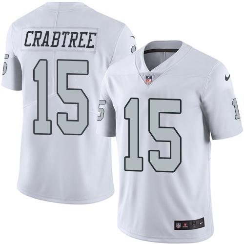 Raiders #15 Michael Crabtree White Stitched Limited Rush Nike Jersey - Zenithce