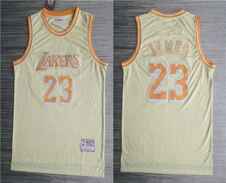 Los Angeles Lakers #23 LeBron James Gold Hardwood Classics Soul Throwback Limited Jersey - Zenithce