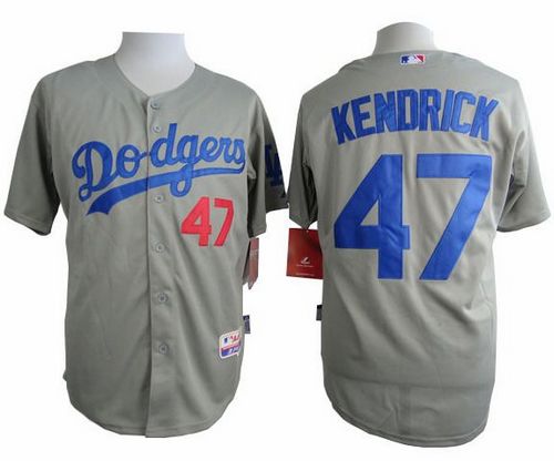 Dodgers #47 Howie Kendrick Grey Cool Base Stitched Jersey - Zenithce