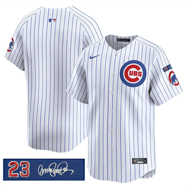 Chicago Cubs Blank White Pinstripe 'Ryne Sandberg Tribute' Vapor Limited V3 Stitched Jersey - Zenithce