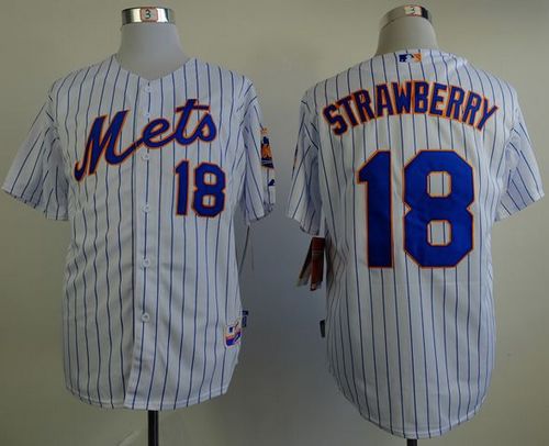 Mets #18 Darryl Strawberry White(Blue Strip) Home Cool Base Stitched Jersey - Zenithce