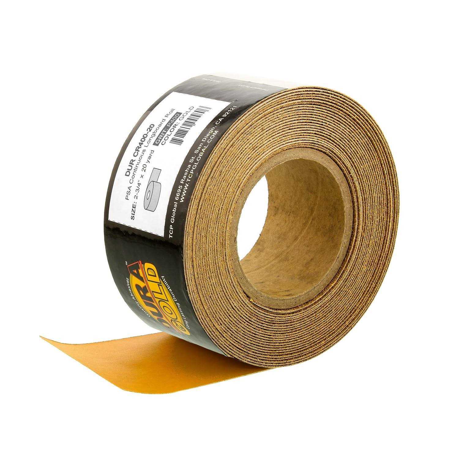 Dura-Gold Premium Grit Gold PSA Longboard Sandpaper 20 Yard Long Continuous Roll - Zenithce