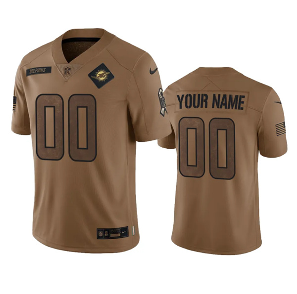 Miami Dolphins Custom 2023 Brown Salute To Setvice Limited Stitched Jersey - Zenithce