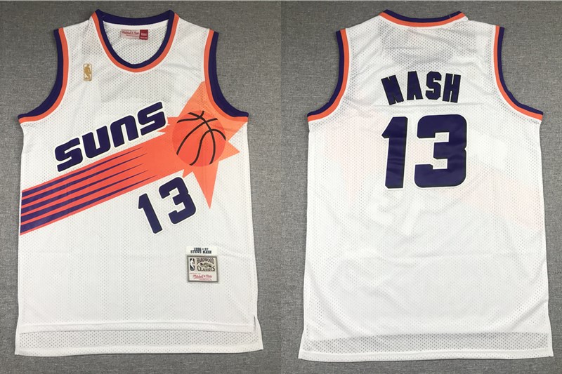 Phoenix Suns #13 Steve Nash White Gold Hardwood Classics Soul Swingman Throwback Jersey - Zenithce