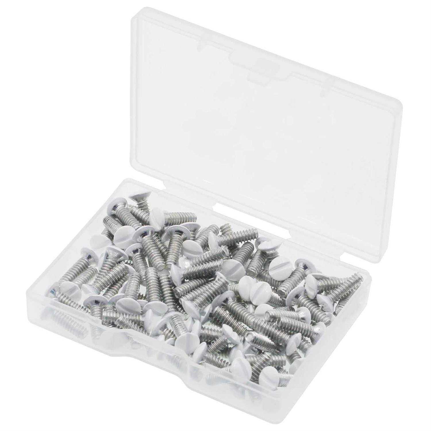 Wall Plate Screws 100 pcs White Outlet Screws Long 6-32 Thread Light Electrical Cover Panel Switch Plate Screws - Zenithce