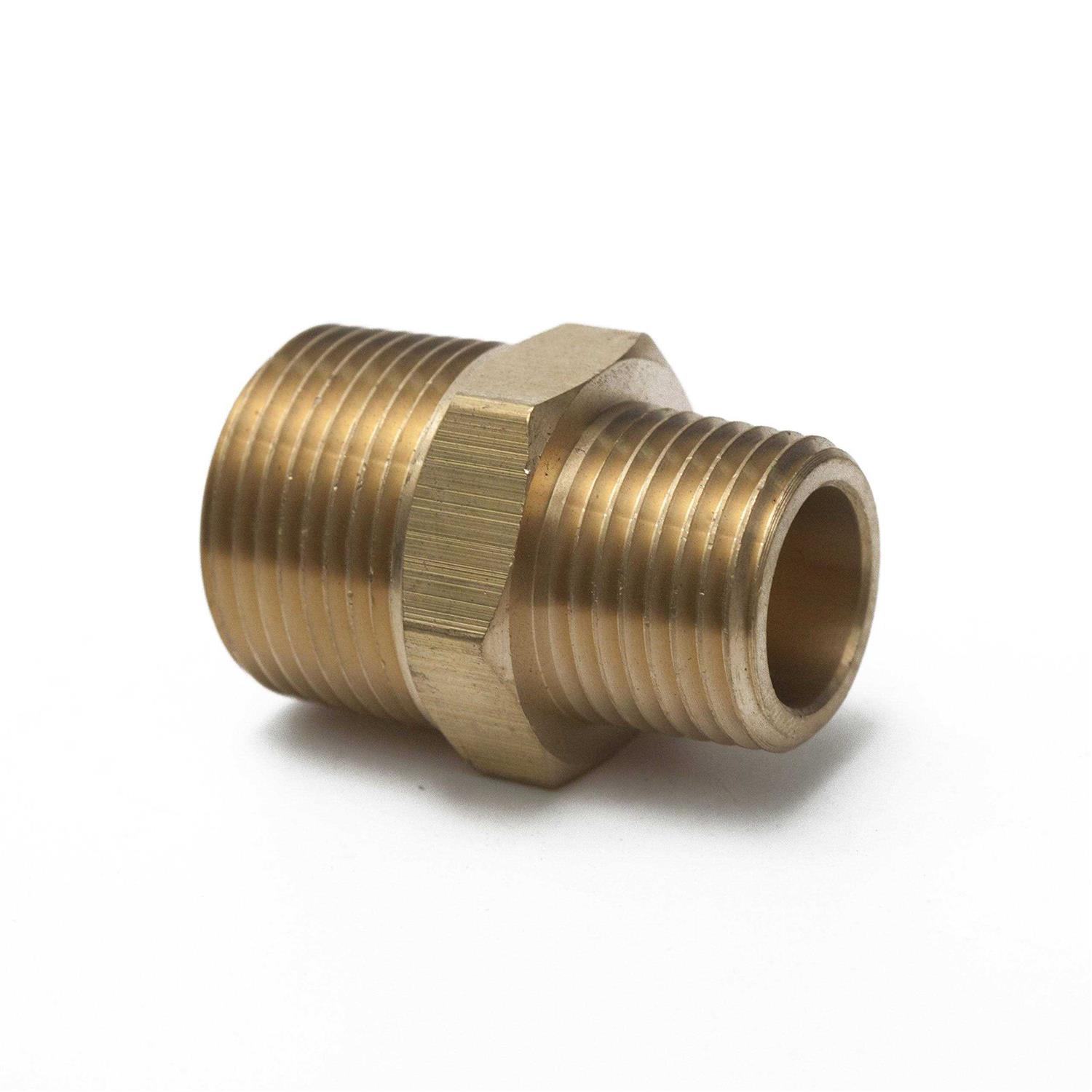 LTWFITTING 3/8 in. x MIP Brass Pipe Hex Reducing Nipple Fitting - Zenithce