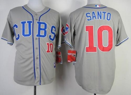 Cubs #10 Ron Santo Grey Alternate Road Cool Base Stitched Jersey - Zenithce