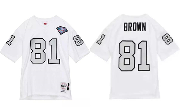 Las Vegas Raiders #81 Tim Brown White 1994 Mitchell Ness Stitched Jersey - Zenithce
