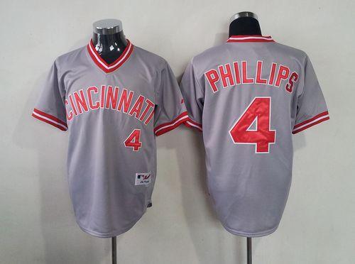 Reds #4 Brandon Phillips Grey 1991 Turn Back The Clock Stitched Jersey - Zenithce