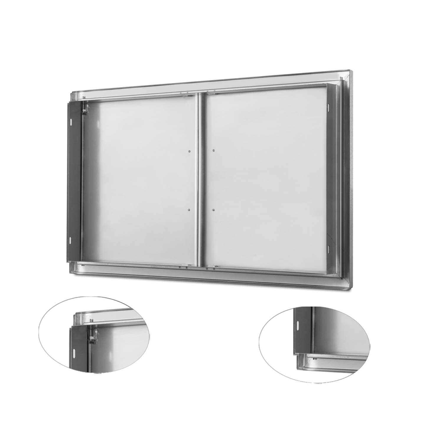 Outdoor Kitchen Doors Stainless Steel Double Access Door,Flush Mount for Outdoor Kitchen and BBQ Island - Zenithce