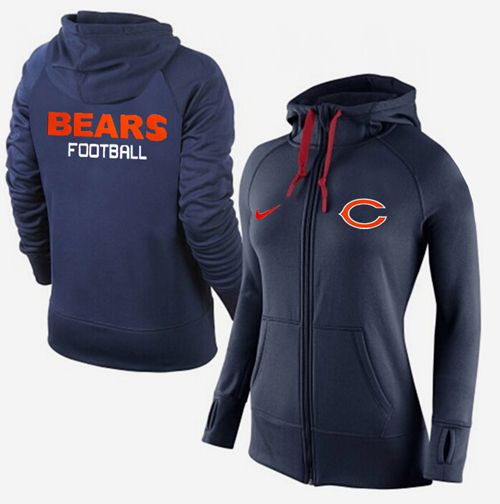 Women's Nike Chicago Bears Full-Zip Performance Hoodie Dark Blue - Zenithce