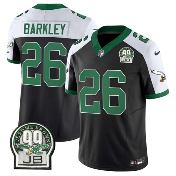 Philadelphia Eagles #26 Saquon Barkley Black 2024 F.U.S.E. Jerome Brown Patch Alternate Stitched Jersey - Zenithce