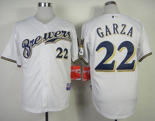 Brewers #22 Matt Garza White Cool Base Stitched Jersey - Zenithce