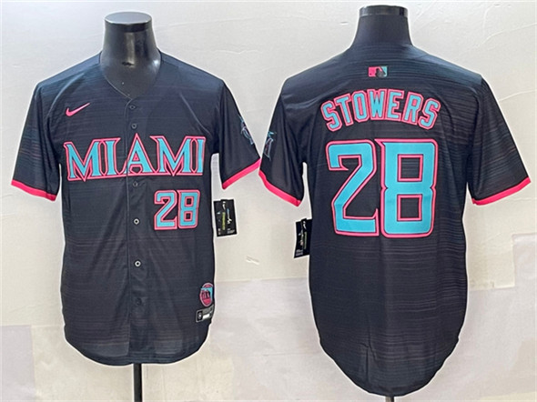 Miami Marlins #28 Kyle Stowers Black 2025 City Connect Limited Stitched Jersey - Zenithce