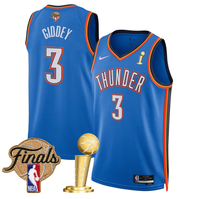 Oklahoma City Thunder #3 Dillon Jones Blue 2025 Finals Patch And Finals Champions Patch Icon Edition Stitched Jersey - Zenithce