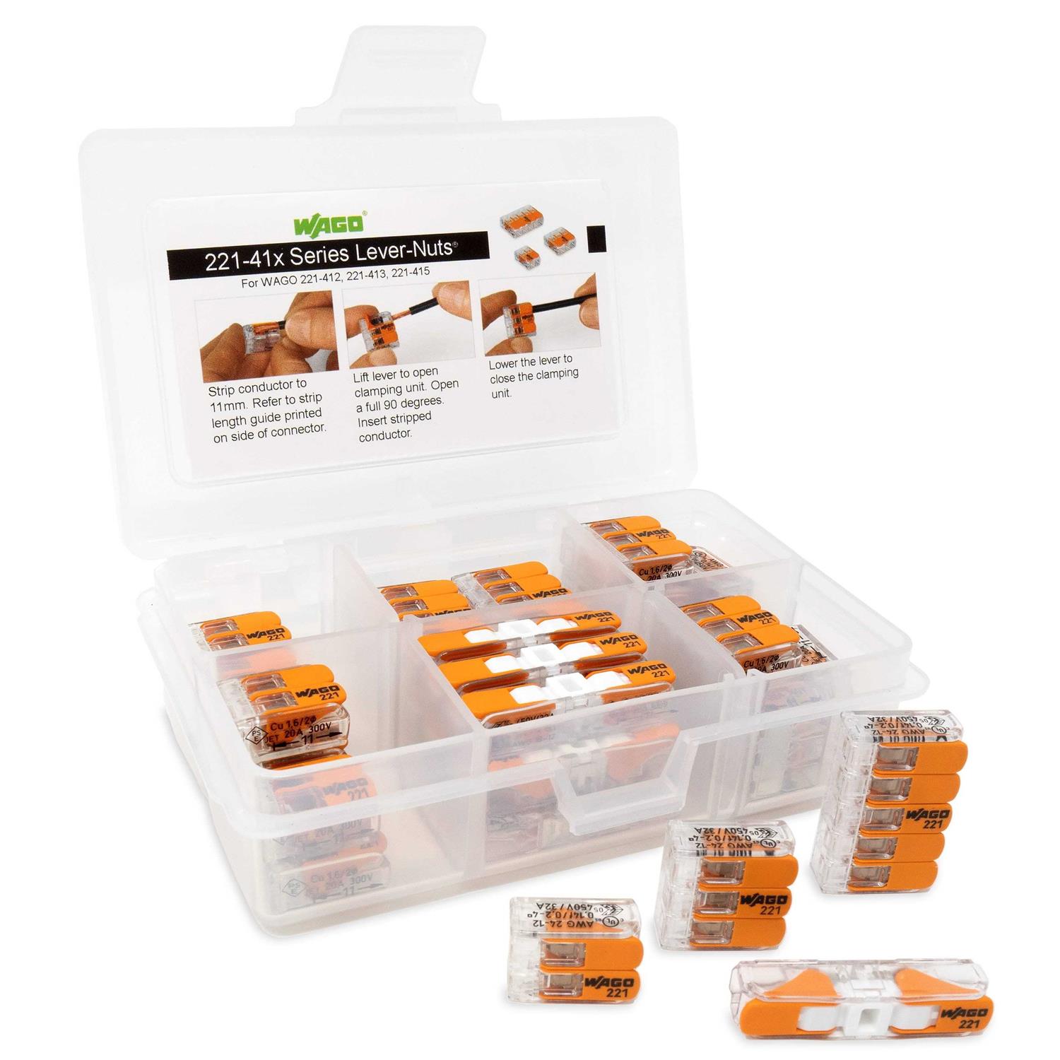 Wago 221 Lever-nuts 175pc Wire Connector Assortment Pack - Zenithce