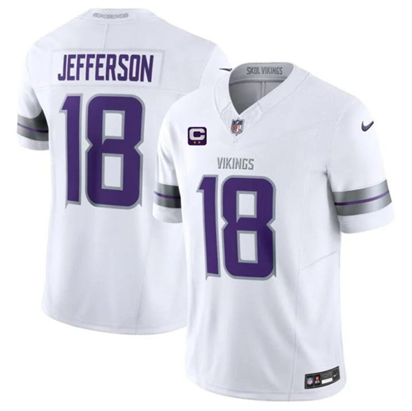 Minnesota Vikings #18 Justin Jefferson White 2024 F.U.S.E. With 2-Star C Patch Winter Warrior Limited Stitched Jersey - Zenithce