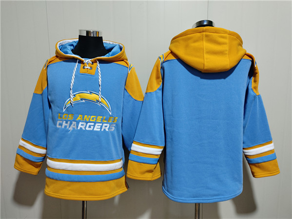 Los Angeles Chargers Blank Blue Ageless Must-Have Lace-Up Pullover Hoodie - Zenithce