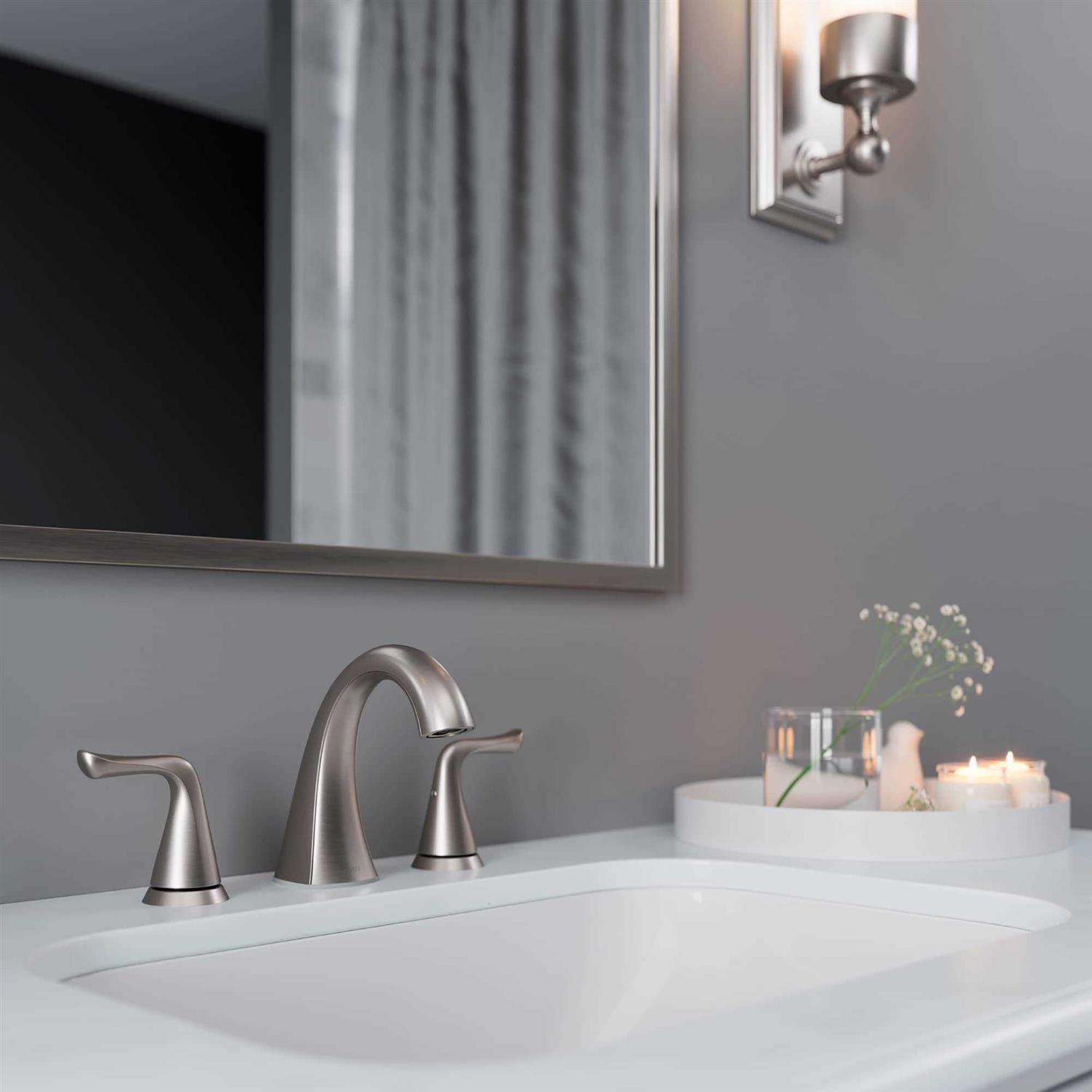 Pfister Widespread Brushed Nickel Masey 2-Handle WaterSense Bathroom Sink Faucet with Drain - Zenithce