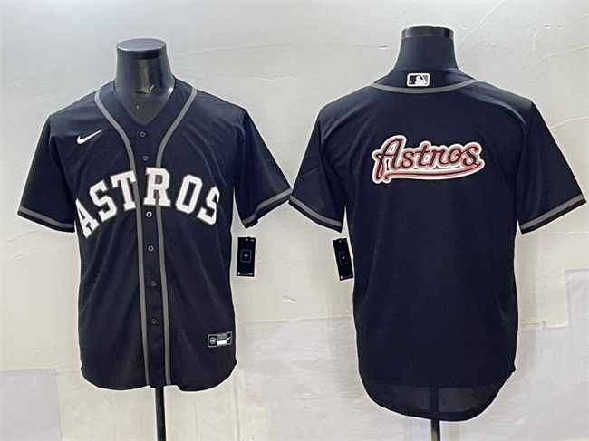 Houston Astros Team Big Logo Black Lights Out Limited Stitched Jersey - Zenithce