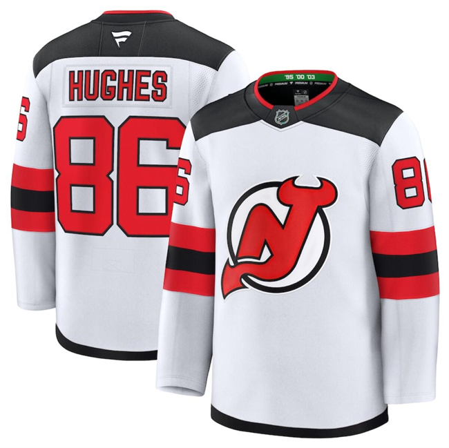New Jersey Devils #86 Jack Hughes White 2024-25 Away Stitched Jersey - Zenithce