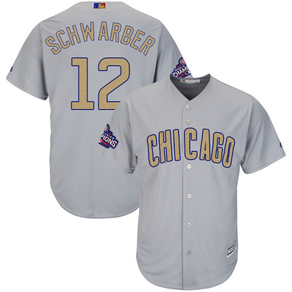 Chicago Cubs #12 Kyle Schwarber World Series Champions Gold Program Cool Base Stitched Jersey - Zenithce