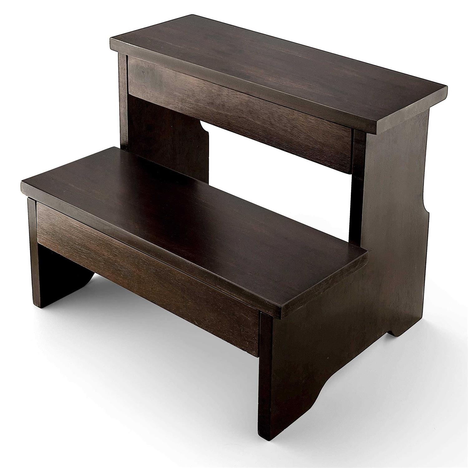 Wooden Step Stool Heavy Duty One Step Stool Holds up to 400Lb with Steel Frame for Kitchen/Bathroom/Bedside Step Stool - Zenithce
