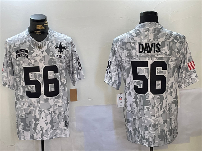 New Orleans Saints #56 Demario Davis 2024 F.U.S.E. Arctic Camo Salute To Service Limited Stitched Jersey - Zenithce