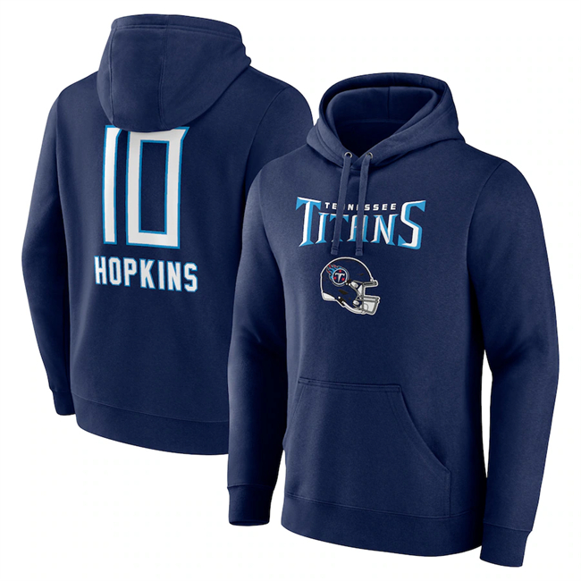 Tennessee Titans #10 DeAndre Hopkins Navy Team Wordmark Name Number Pullover Hoodie - Zenithce