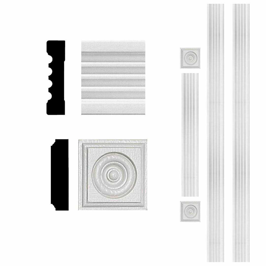 HOUSE OF FARA 3/4 in. x 8 ft. MDF Fluted Door Casing Moulding Set - Zenithce