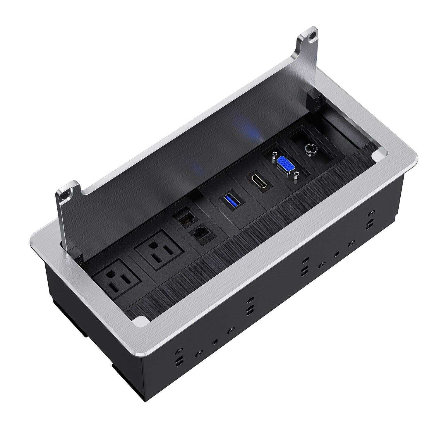 WEBANG Recessed Connectivity Box Outlet for Conference Room Table with 2AC Receptacle,2RJ45 - Zenithce