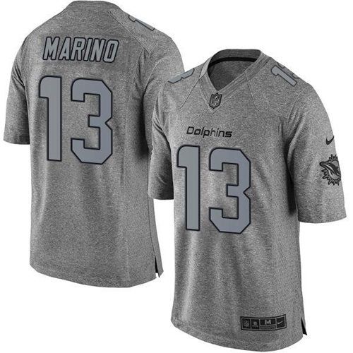 Dolphins #13 Dan Marino Gray Stitched Limited Gridiron Gray Nike Jersey - Zenithce