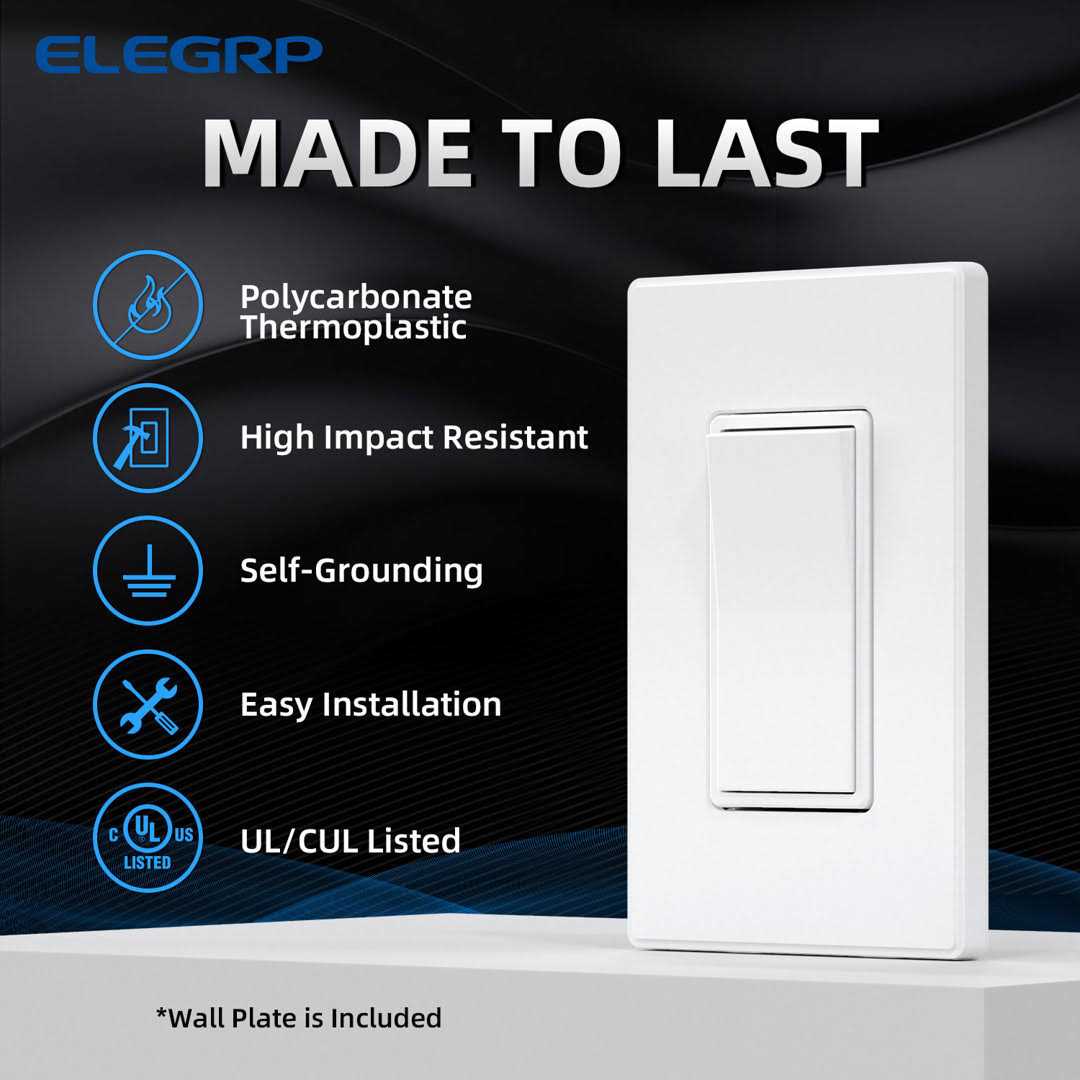 ELEGRP Decor 15 Amp Single Pole Rocker Light Switch with Midway Wall Plate - Zenithce