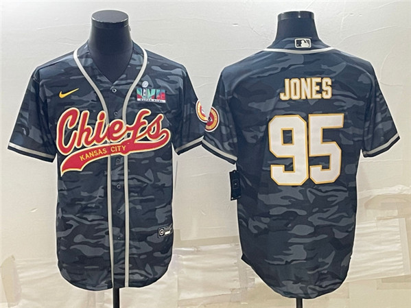 Kansas City Chiefs #95 Chris Jones Gray Camo With Super Bowl LVII Patch Cool Base Stitched Jersey - Zenithce