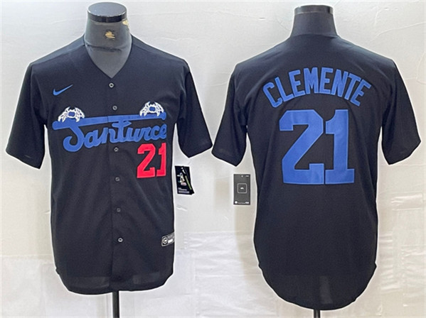 Santurce Crabbers #21 Roberto Clemente Black Cool Base Stitched Jersey - Zenithce
